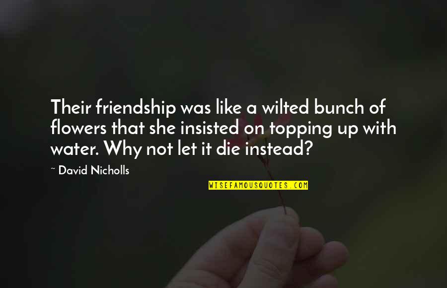 Vanery Quotes By David Nicholls: Their friendship was like a wilted bunch of