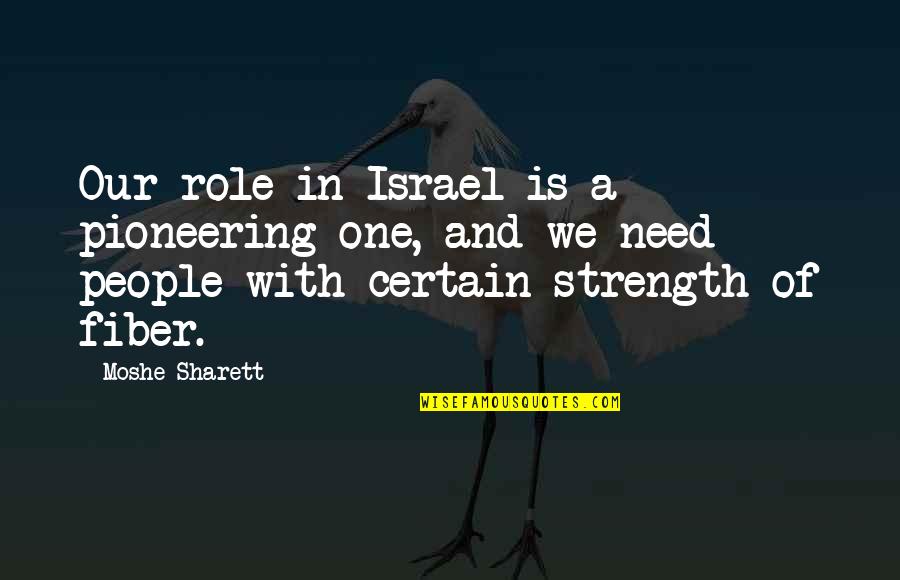 Vasilisa Izmaylova Quotes By Moshe Sharett: Our role in Israel is a pioneering one,