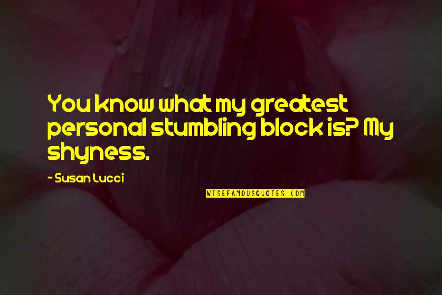 Veldhoven Zwembad Quotes By Susan Lucci: You know what my greatest personal stumbling block