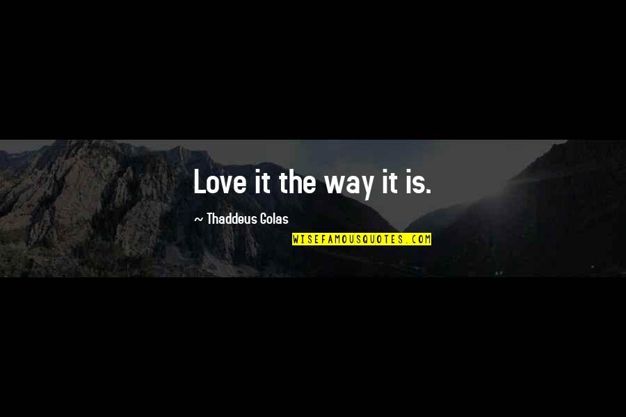 Veracidad Concepto Quotes By Thaddeus Golas: Love it the way it is.