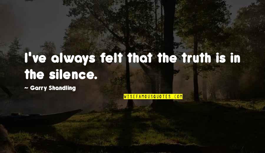 Verstraete Iml Quotes By Garry Shandling: I've always felt that the truth is in