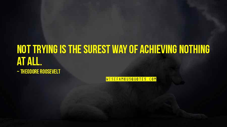 Vetoed Put Quotes By Theodore Roosevelt: Not trying is the surest way of achieving