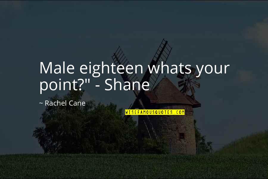 Viatera Quartz Quotes By Rachel Cane: Male eighteen whats your point?" - Shane