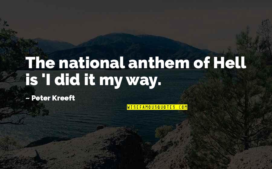 Vidette Quotes By Peter Kreeft: The national anthem of Hell is 'I did