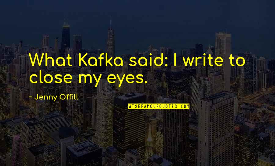 Vietos Aplinkybe Quotes By Jenny Offill: What Kafka said: I write to close my