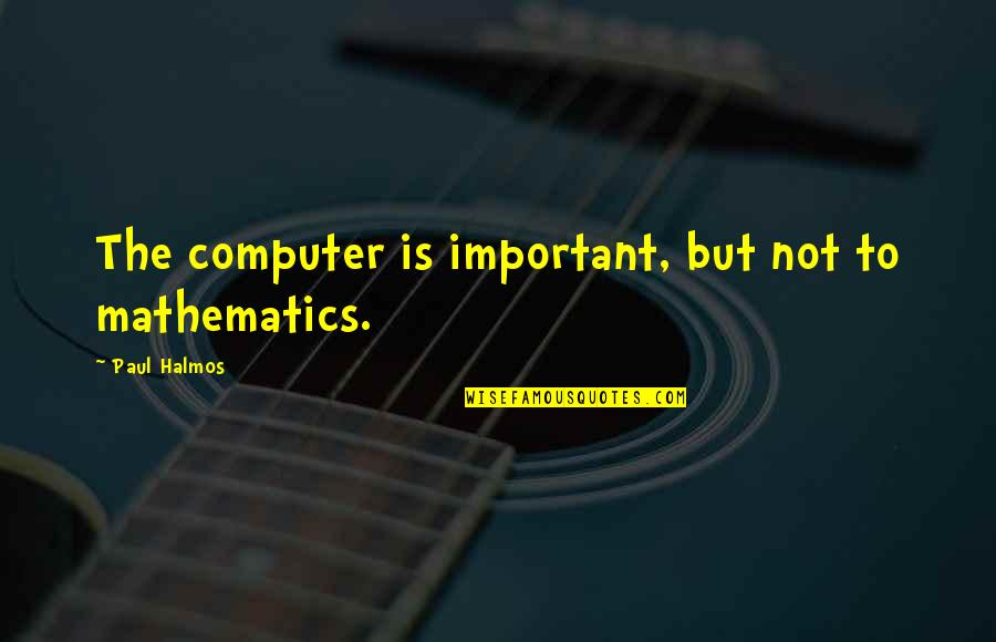 Villaurrutia Carlos Quotes By Paul Halmos: The computer is important, but not to mathematics.