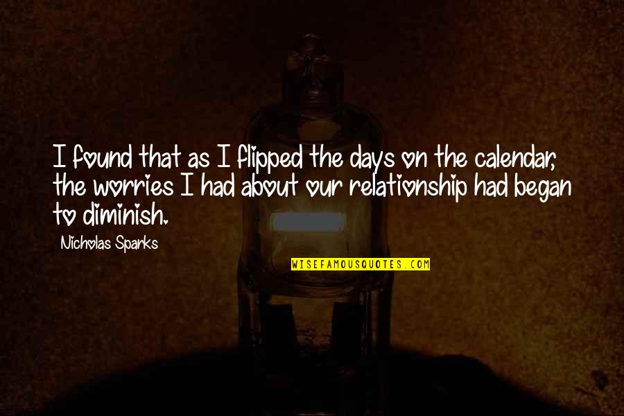 Vinieron Lluvias Quotes By Nicholas Sparks: I found that as I flipped the days