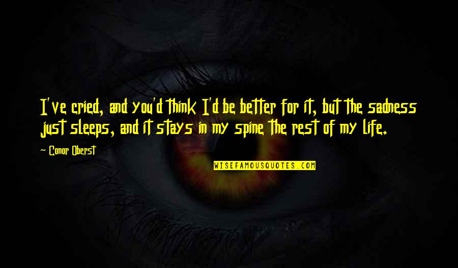 Virettia Quotes By Conor Oberst: I've cried, and you'd think I'd be better