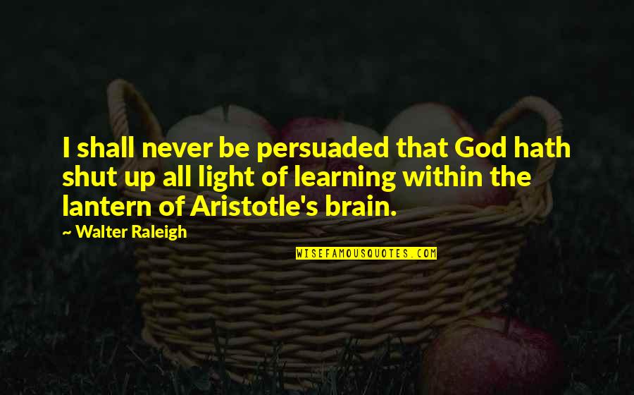 Visit Church Quotes By Walter Raleigh: I shall never be persuaded that God hath