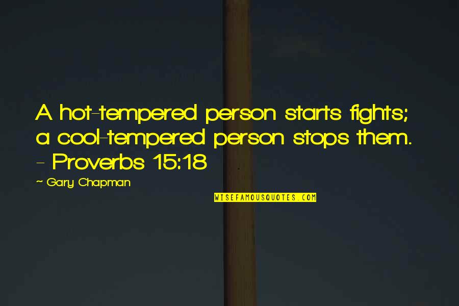 Vitangeli Youtube Quotes By Gary Chapman: A hot-tempered person starts fights; a cool-tempered person