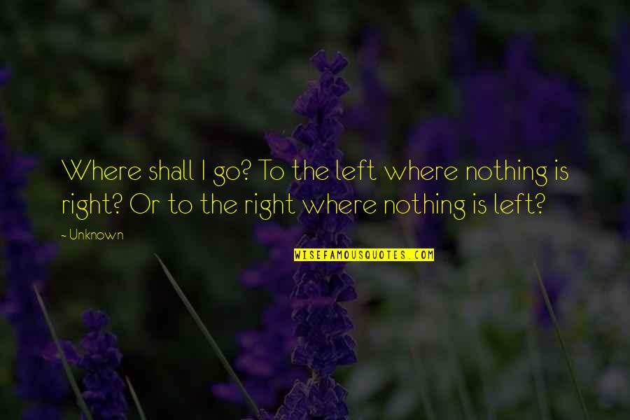 Vivacidadao Quotes By Unknown: Where shall I go? To the left where