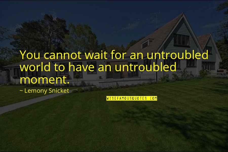 Wait For You Quotes By Lemony Snicket: You cannot wait for an untroubled world to