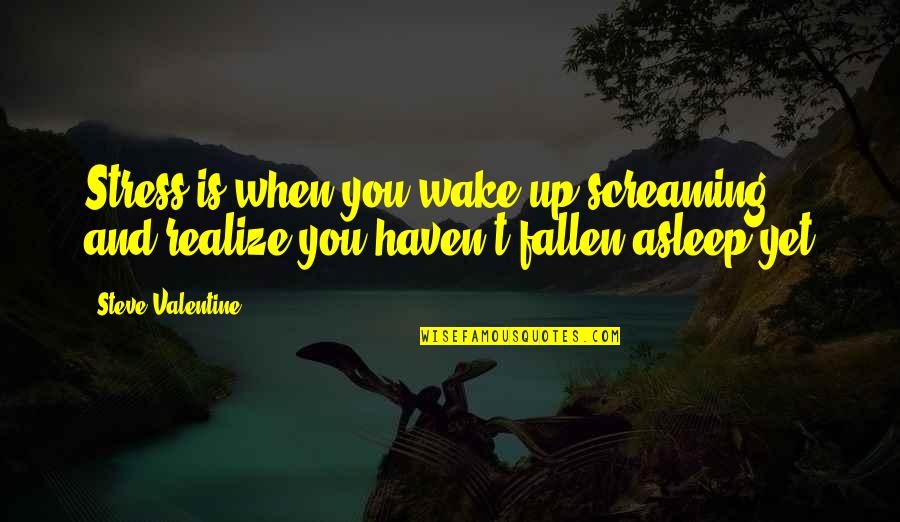 Wake Up Wake Up Quotes By Steve Valentine: Stress is when you wake up screaming and