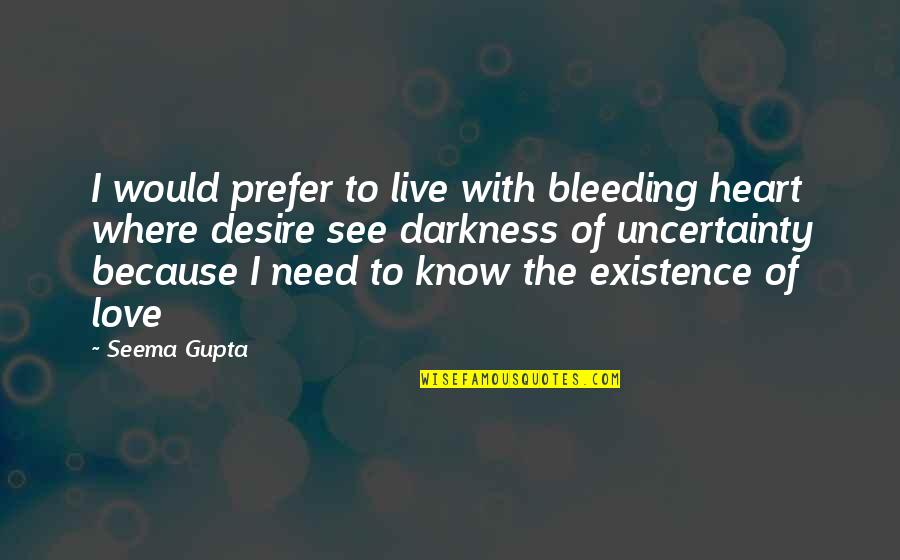 Wanting A Boyfriend Quotes By Seema Gupta: I would prefer to live with bleeding heart