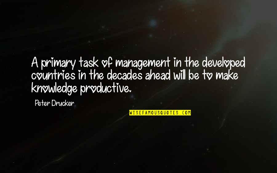 Wanting To Be Held Quotes By Peter Drucker: A primary task of management in the developed