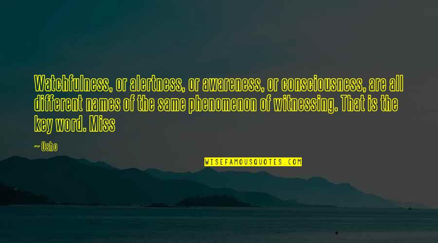 Watchfulness Alertness Quotes By Osho: Watchfulness, or alertness, or awareness, or consciousness, are