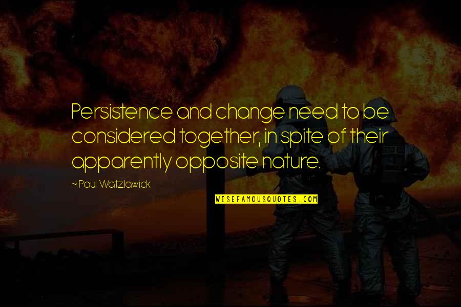 Watzlawick P Quotes By Paul Watzlawick: Persistence and change need to be considered together,