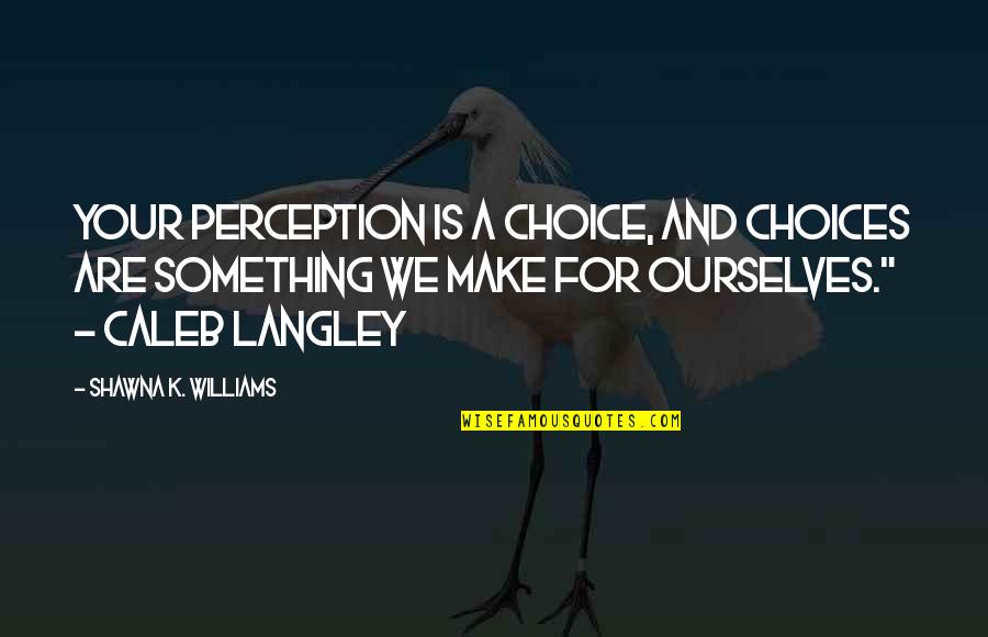 We Make Choices Quotes By Shawna K. Williams: Your perception is a choice, and choices are