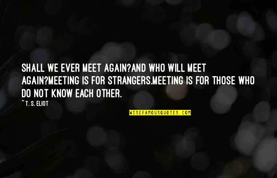 We Shall Meet Again Quotes By T. S. Eliot: Shall we ever meet again?And who will meet