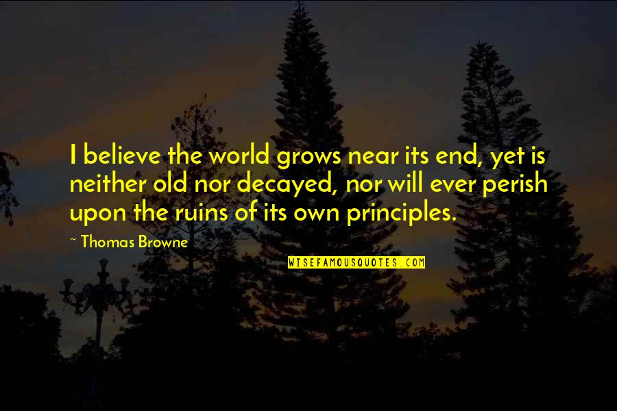 We Will All Perish Quotes By Thomas Browne: I believe the world grows near its end,