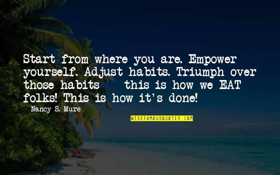 Weight Loss Quotes By Nancy S. Mure: Start from where you are. Empower yourself. Adjust