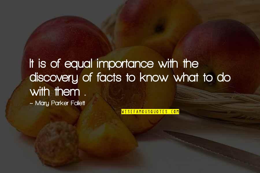 Wenstrup Quotes By Mary Parker Follett: It is of equal importance with the discovery