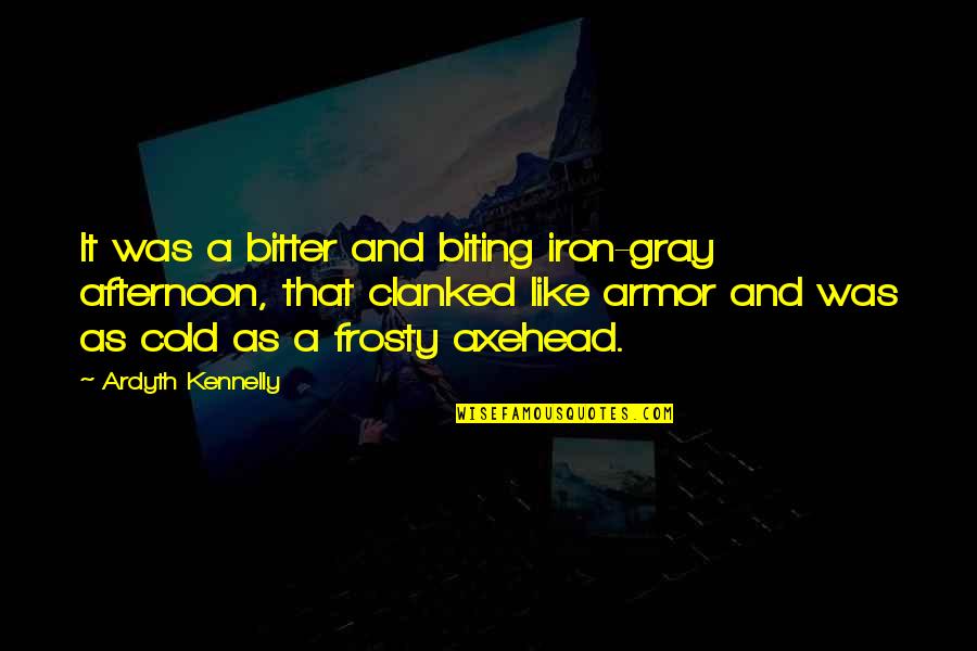 Werkwoorden Nederlands Quotes By Ardyth Kennelly: It was a bitter and biting iron-gray afternoon,