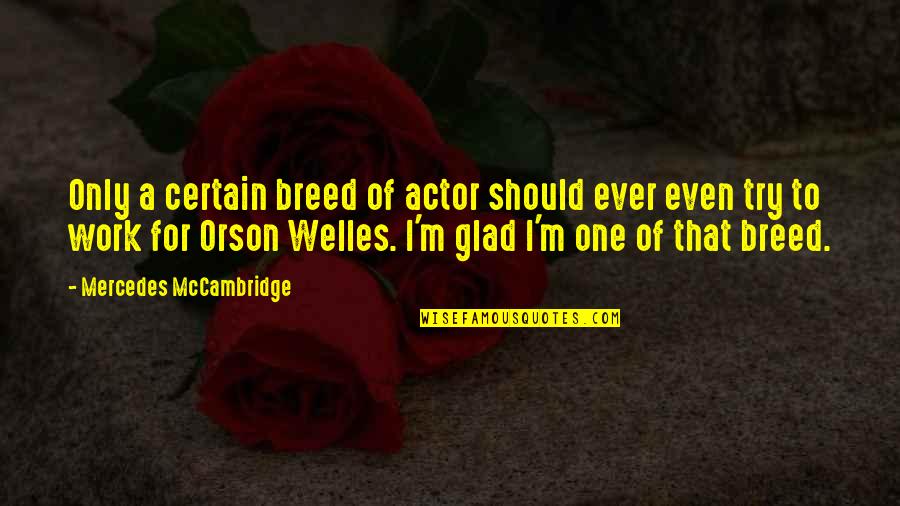 Weston Super Mare Quotes By Mercedes McCambridge: Only a certain breed of actor should ever