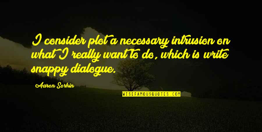 What Is A Dialogue Quotes By Aaron Sorkin: I consider plot a necessary intrusion on what