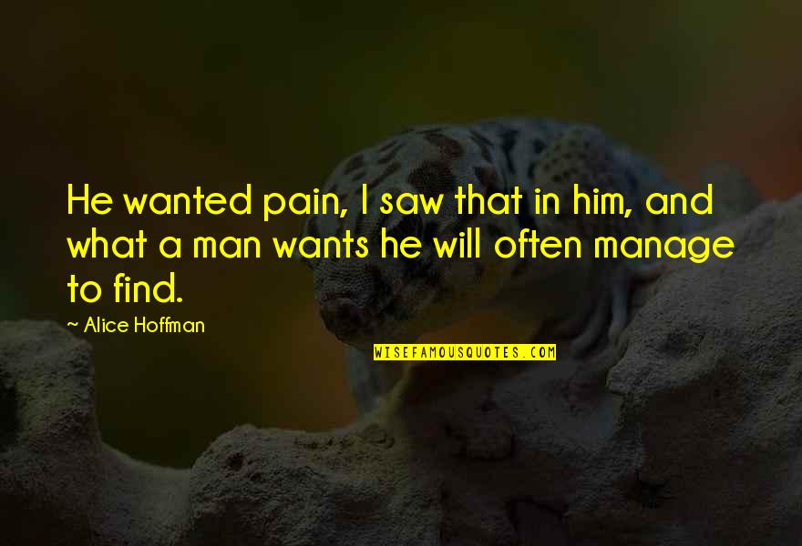 What Is Your Will Find You Quotes By Alice Hoffman: He wanted pain, I saw that in him,