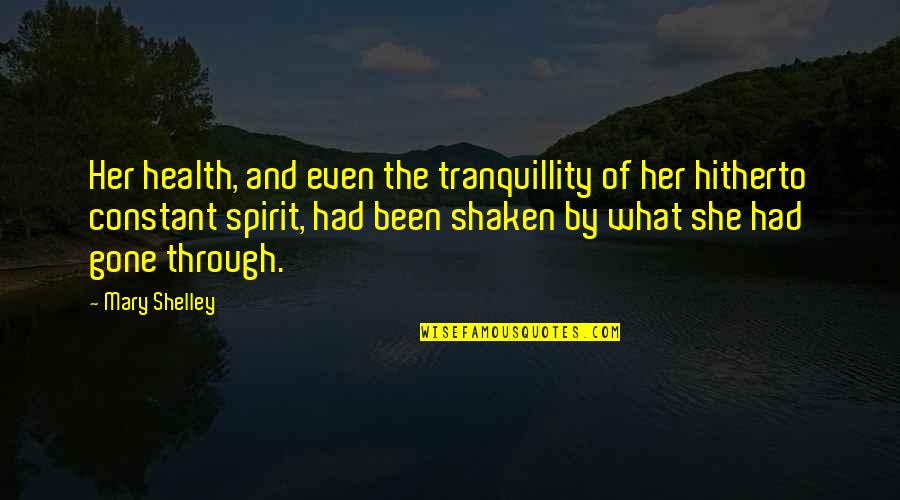 What She's Been Through Quotes By Mary Shelley: Her health, and even the tranquillity of her