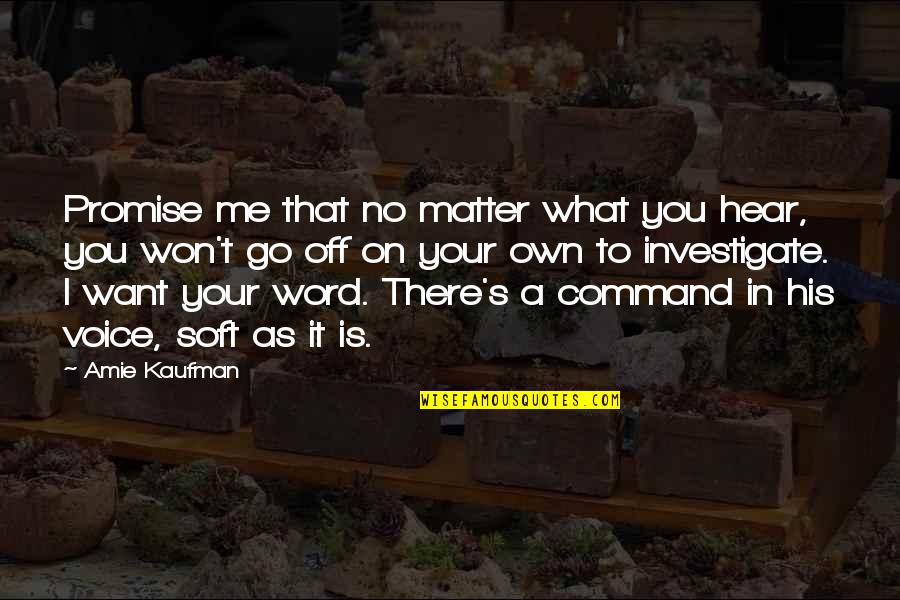 What U Want Quotes By Amie Kaufman: Promise me that no matter what you hear,