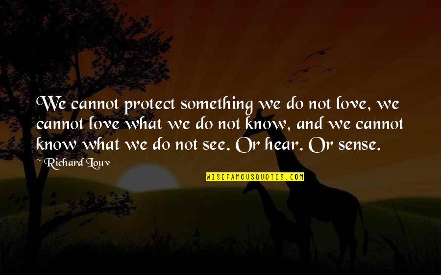 What We Hear Quotes By Richard Louv: We cannot protect something we do not love,