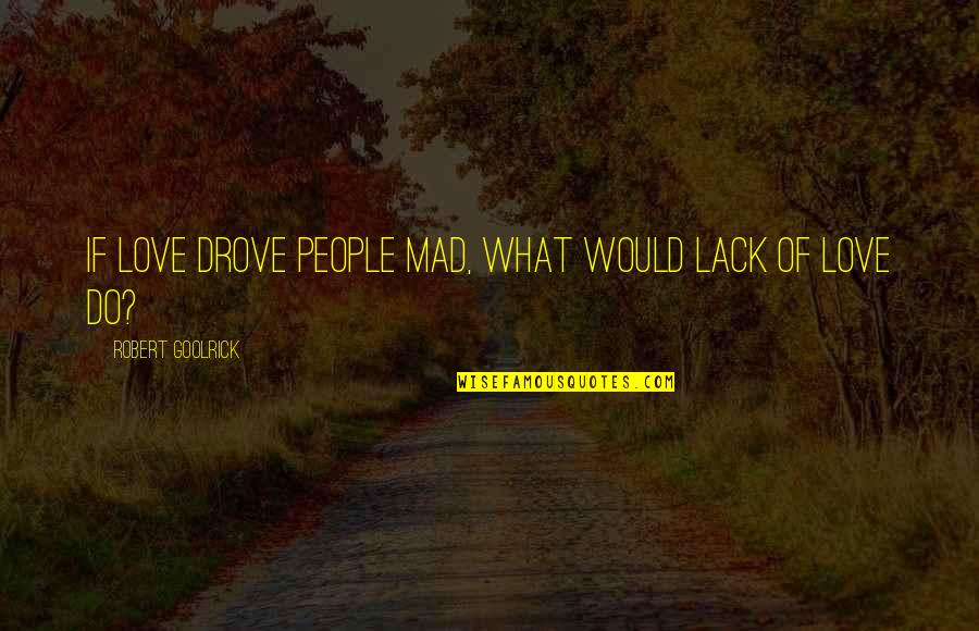What You Would Do For Love Quotes By Robert Goolrick: If love drove people mad, what would lack