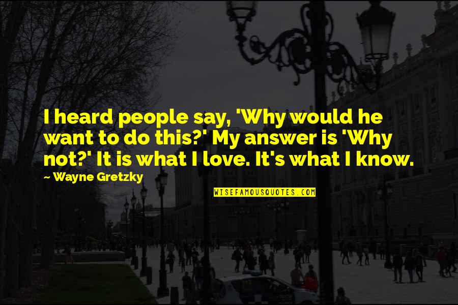 What You Would Do For Love Quotes By Wayne Gretzky: I heard people say, 'Why would he want