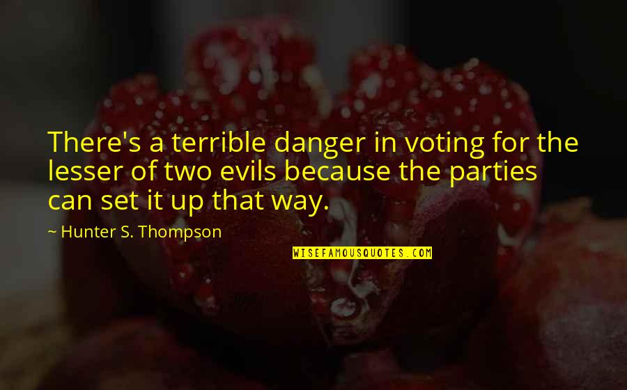 Wheelhouse 5550 Quotes By Hunter S. Thompson: There's a terrible danger in voting for the