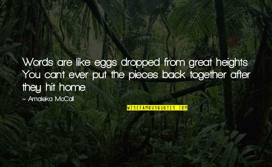 When Someone Only Cares About Themselves Quotes By Amaleka McCall: Words are like eggs dropped from great heights.