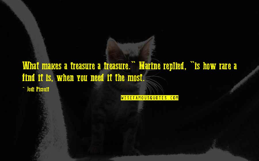 When You Need It Quotes By Jodi Picoult: What makes a treasure a treasure." Marine replied,