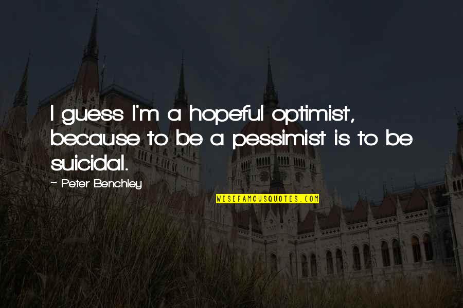 Where Is Your Conscience Quotes By Peter Benchley: I guess I'm a hopeful optimist, because to