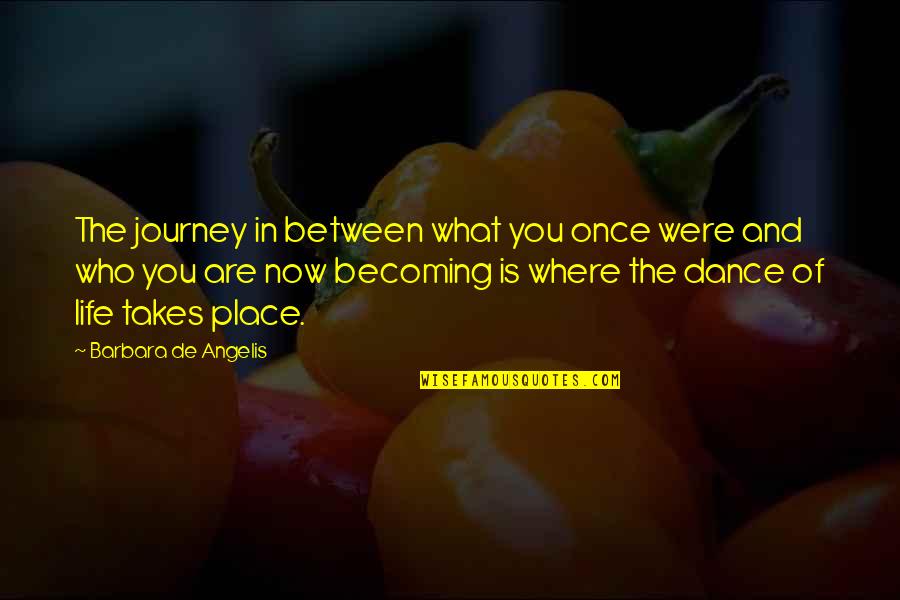 Where You Are In Life Quotes By Barbara De Angelis: The journey in between what you once were