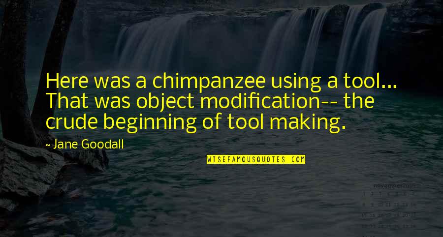 Whetherher Quotes By Jane Goodall: Here was a chimpanzee using a tool... That