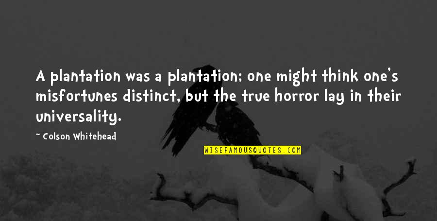 Whitehead Quotes By Colson Whitehead: A plantation was a plantation; one might think