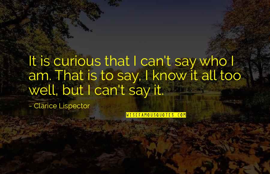 Who I Am Becoming Quotes By Clarice Lispector: It is curious that I can't say who