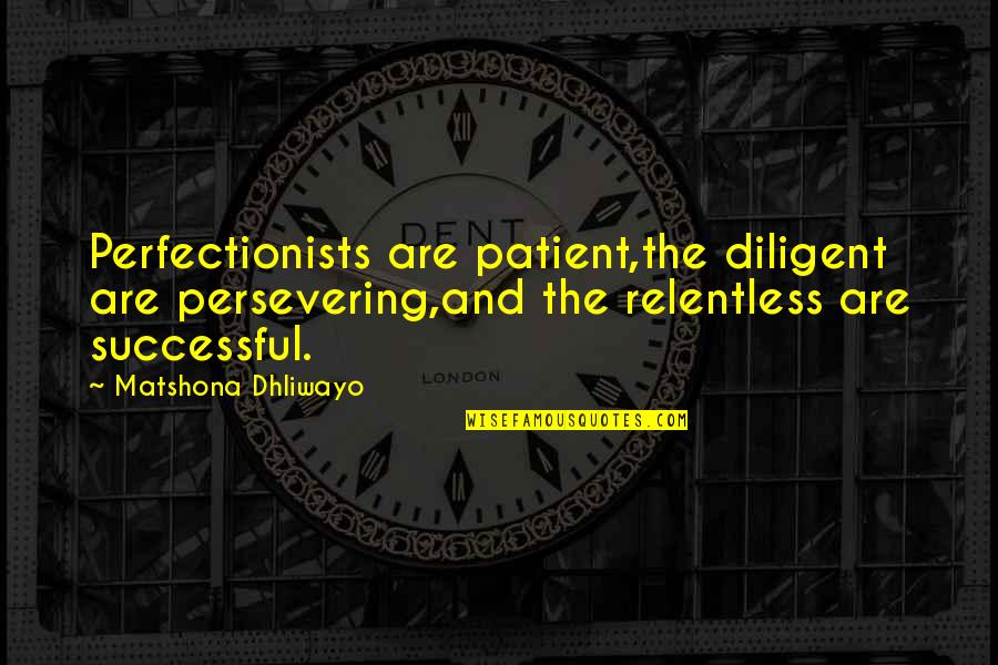 Why Did My Mom Leave Me Quotes By Matshona Dhliwayo: Perfectionists are patient,the diligent are persevering,and the relentless