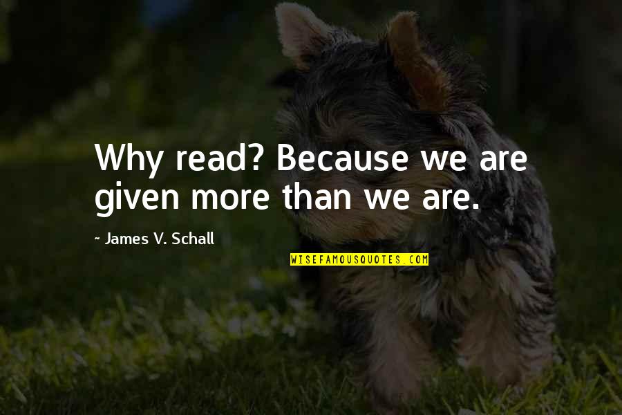 Why We Read Quotes By James V. Schall: Why read? Because we are given more than