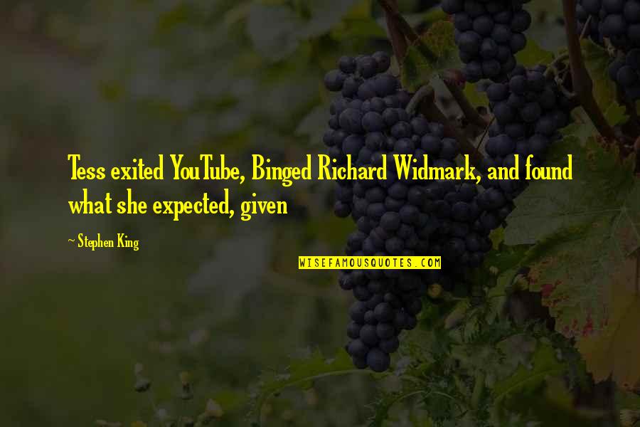 Widmark Quotes By Stephen King: Tess exited YouTube, Binged Richard Widmark, and found