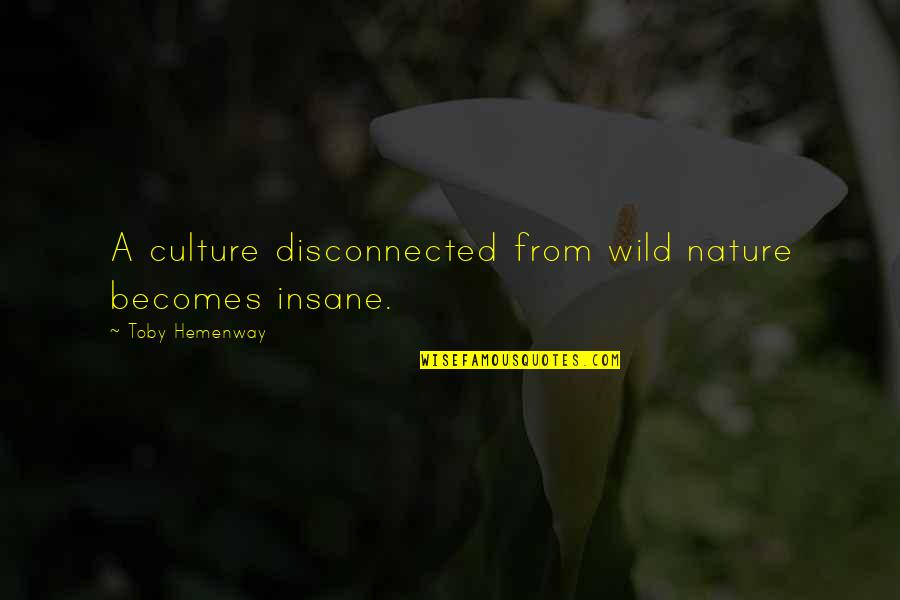 Wild And Nature Quotes By Toby Hemenway: A culture disconnected from wild nature becomes insane.