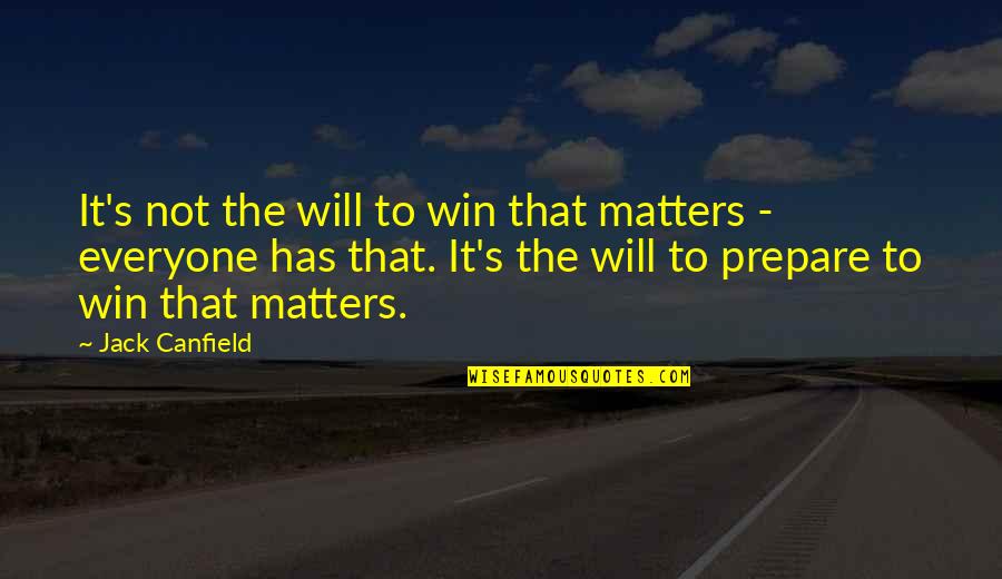 Will Win Quotes By Jack Canfield: It's not the will to win that matters