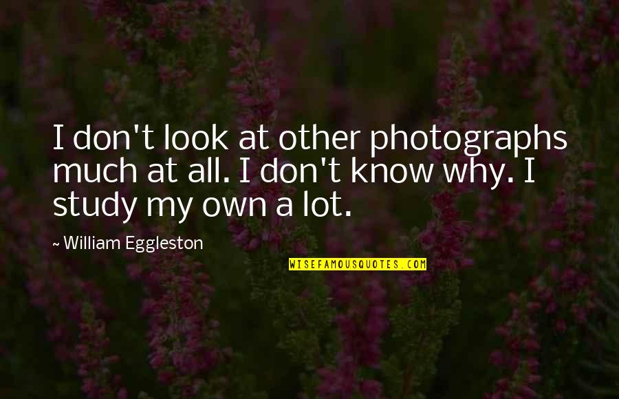 William Eggleston Quotes By William Eggleston: I don't look at other photographs much at