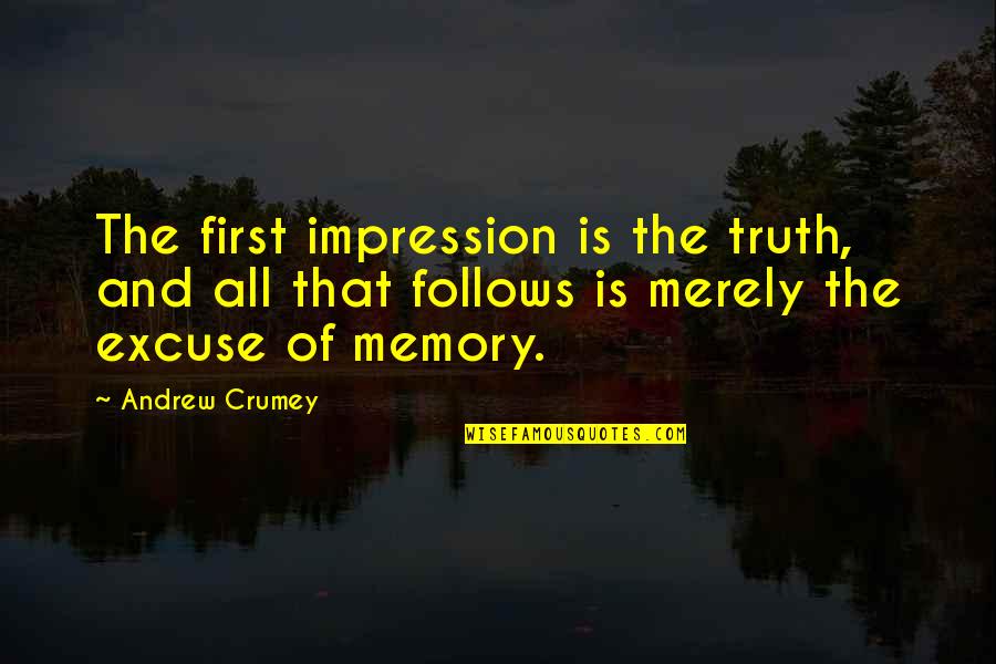 Wisani Quotes By Andrew Crumey: The first impression is the truth, and all